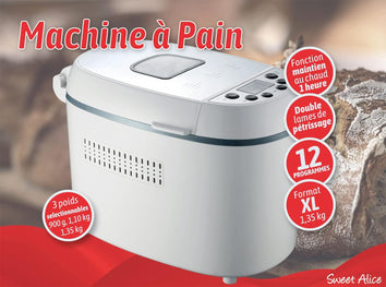 Machine à pain 1.35kg 800w avec minuterie digitale et 12 programmes - Livraison offerte