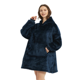 Sweat-Plaid polaire à capuche et poche en microfibre et peluche - Livraison Offerte