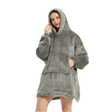 Sweat-Plaid polaire à capuche et poche en microfibre et peluche - Livraison Offerte
