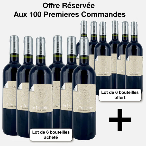 lot de 6 bouteilles château du Grand Barrail Cuvée Tradition +  6 bouteilles château du Grand Barrail Cuvée Tradition offertes - Livraison offerte