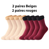 Lot de 4 paires de chaussettes thermiques fourrées cachemire - Livraison Offerte