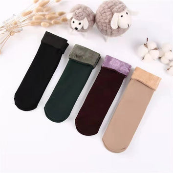 Lot de 4 paires de chaussettes thermiques fourrées cachemire - Livraison Offerte
