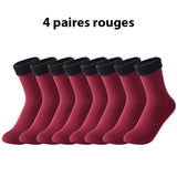 Lot de 4 paires de chaussettes thermiques fourrées cachemire - Livraison Offerte