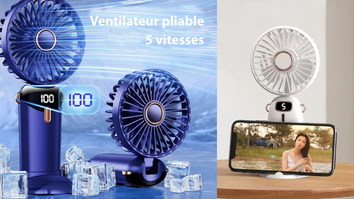 Mini Ventilateur portable avec support de téléphone - Livraison offerte