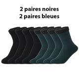 Lot de 4 paires de chaussettes thermiques fourrées cachemire - Livraison Offerte