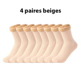 Lot de 4 paires de chaussettes thermiques fourrées cachemire - Livraison Offerte